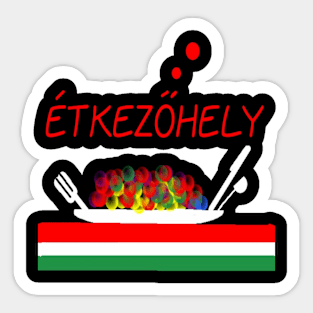 Hungary Eatery Design on Black Background Sticker